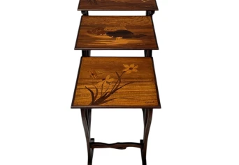 Art Nouveau Set of Four Nesting Tables by Emile Galle Nancy France, 1900s